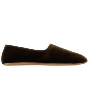 The Row Dark Velvet Ponti Ballerinas - Black
