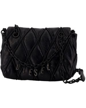 DIESEL Charm-D Medium Shoulder Bag - Black
