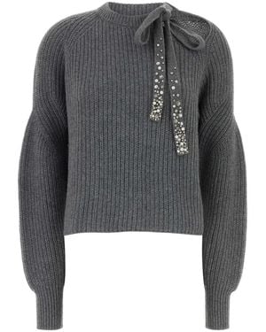 Des Phemmes Bow Knit Rn Jumper - Grey