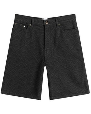 CASABLANCA Laser Monogram Denim Shorts - Black