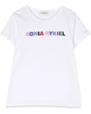 Sonia Rykiel T-Shirt Logo Contrasting Profiles - White