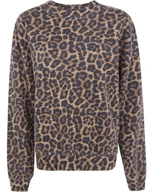 Anine Bing "Miles" And Leopard Sweatshirt - Gray