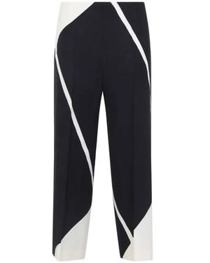 Alberta Ferretti Twill Printed Viscose Pants - Blue