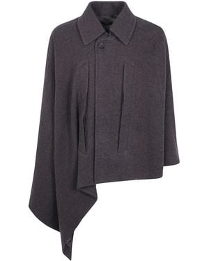 Ziggy Chen Speard Collar Poncho - Blue