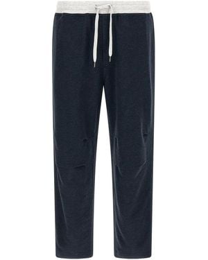 Brunello Cucinelli Linen Cotton Joggers - Blue