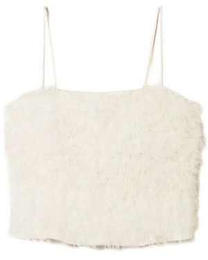 Twinset Off Ruffle Tulle Top - White