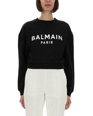 Balmain Sweatshirt With Logo Print - Black