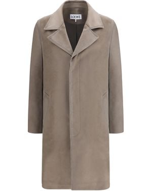 Loewe Single-Breasted Brushed Cotton-Blend Fustian Coat - Gray