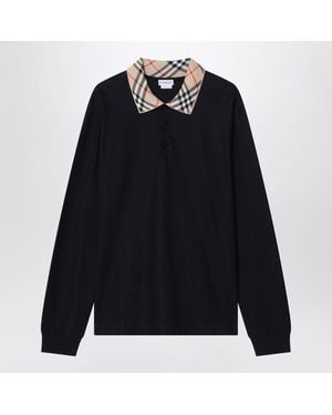 Burberry Longsleeved Cotton Polo Shirt - Black