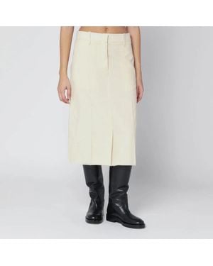 Jil Sander Vanilla-Coloured Wool Skirt - Natural