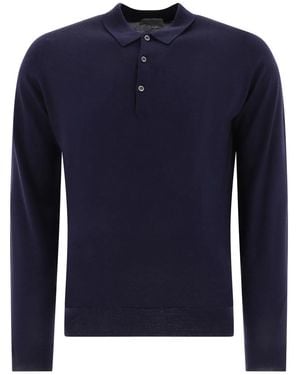 John Smedley "Belper" Merino Wool Polo Shirt - Blue