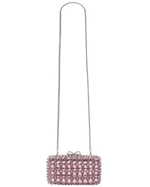 Self-Portrait Crystal Clutch - Pink