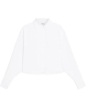 Celine Triomphe-Embroidered Cropped Shirt - White