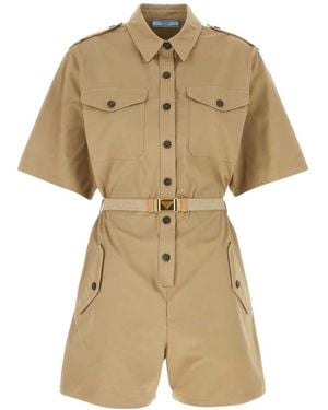 Prada Khaki Cotton Jumpsuit - Natural