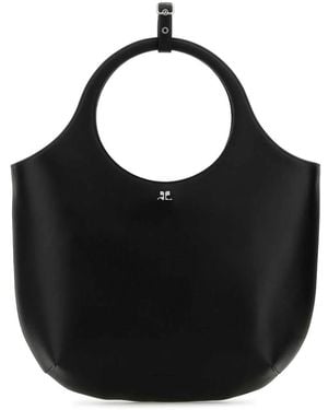Courreges Courregès Leather Medium Holy Handbag - Black