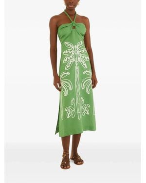 FARM Rio Midi Dress With Embroidery - Green