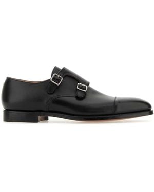 Crockett & Jones Leather Lowndes Monk Strap Shoes - Black