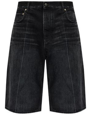 Balenciaga Panelled Distressed-Finish Shorts - Black