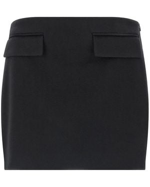 Ferragamo Virgin Wool Long Skirt - Black
