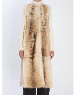 Yves Salomon Long Lamb Fur Vest - Natural