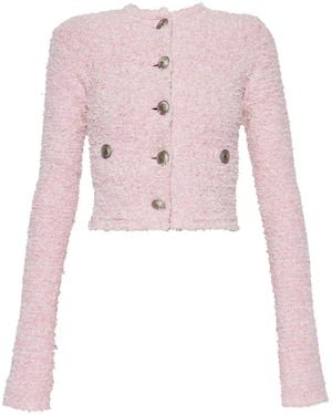 Balenciaga Bouclé Cropped Jacket - Pink