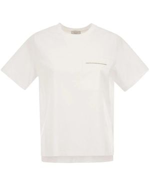 Peserico Stretch Cotton T-Shirt With Pocket - White