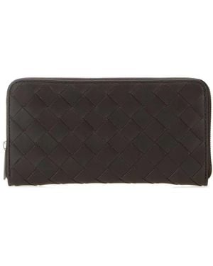 Bottega Veneta Dark Leather Wallet - Grey