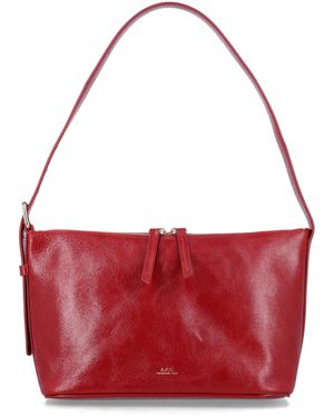 A.P.C. Vera Crinkle Leather Shoulder Bag - Red