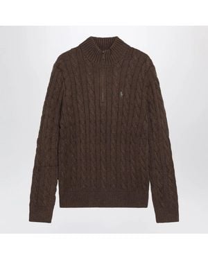 Polo Ralph Lauren Cotton Quarterzip Jumper - Brown