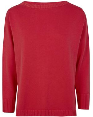 Rossopuro Long Sleeved Boat Neckline Sweater - Red