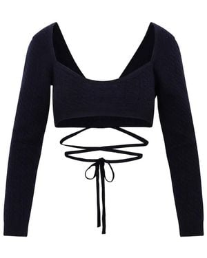 Patou Wrap Knitted Top - Blue