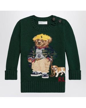Polo Ralph Lauren Moss Cotton Polo Bear Sweater - Green