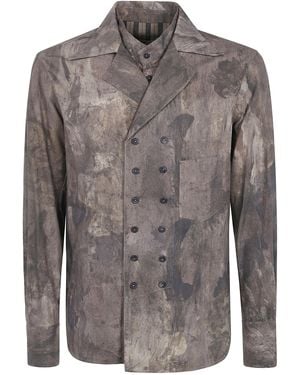 Ziggy Chen Digital Print Doublebreasted Shirt - Gray