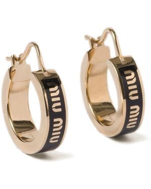 Miu Miu Logo-Detail Earrings - Metallic