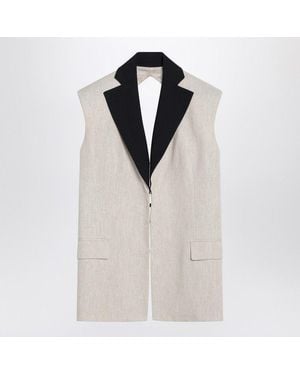 Erika Cavallini Semi Couture Linen Waistcoat With Open Back - Multicolour