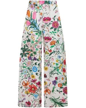 Gucci Floral Wide-Leg Trousers - White