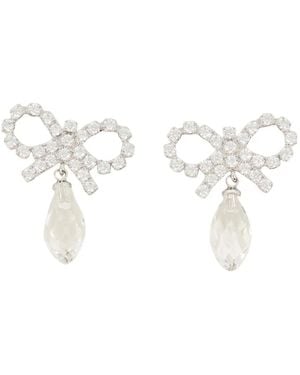 Self-Portrait Bow Droplet Earrings - White