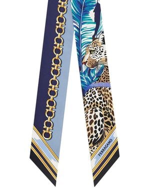 Ferragamo Mini Bandeau With Feline Print - Blue