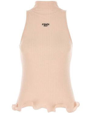 Fendi Tops With Logo - Natural
