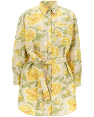 KENZO Peonies Kimono Sleeve' Dress - Yellow