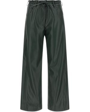 Nude Faux Leather Pants - Green