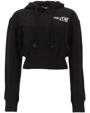 Versace Jeans Couture Felpa Crop Con Logo - Black