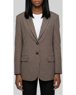 SUTTON NEW YORK Single-Breasted Micro-Check Jacket - Grey