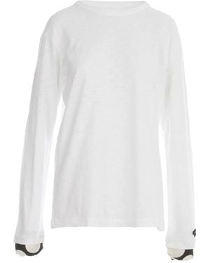 Y's Yohji Yamamoto Uneven Yarn X Pe Polka Pig L/S T-Shirt - White