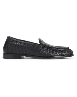 Bottega Veneta Leather Silenzio Supple Intrecciato Loafer - Black