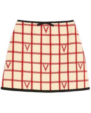 Valentino Grid-Patterned Mini Skirt - Red