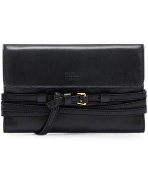 Moschino Leather Wallet With Buckle Detail - Black