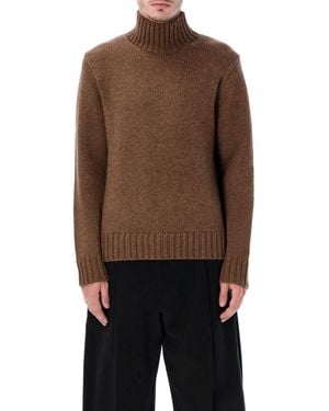 Studio Nicholson Loris Yak And Merino Wool High-Neck Knit - Brown