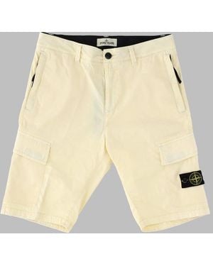 Stone Island Cargo Bermuda Shorts For Boys, Regular Tapered Fit - Natural