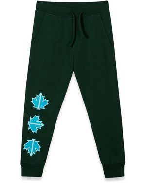 DSquared² Plush Trousers Leaf Logo On Front Leg - Green